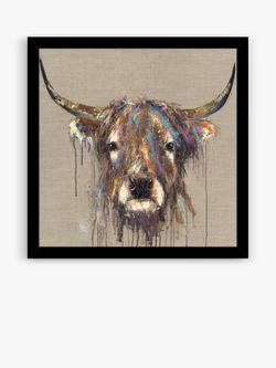 John Lewis Louise Luton 'Faithful' Highland Cow Framed Print, 54.5 x 54.5cm, Brown, Brown