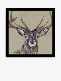 John Lewis Louise Luton 'Majesty' Stag Framed Print, 54.5 x 54.5cm, Brown, Brown