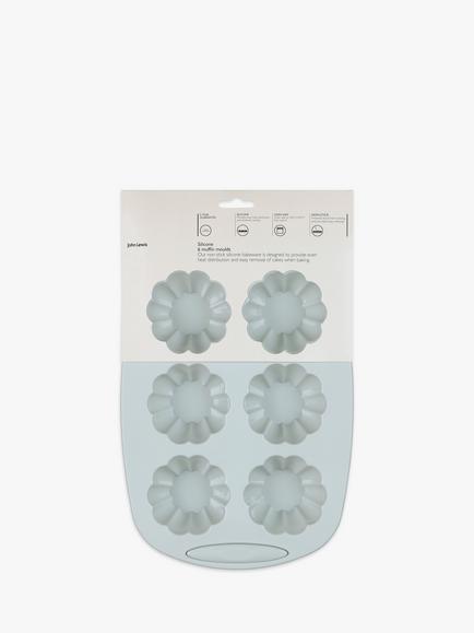John Lewis Silicone Non-Stick Muffin Mould, 6 Cup - view 2, Grey