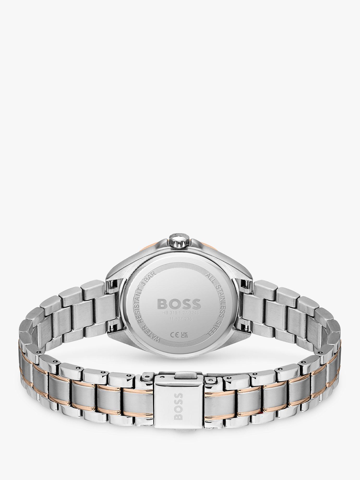 Product image 4 of 5, which shows BOSS 1502622 Women's Felina Date Bracelet Strap Watch, Silver/Champagne