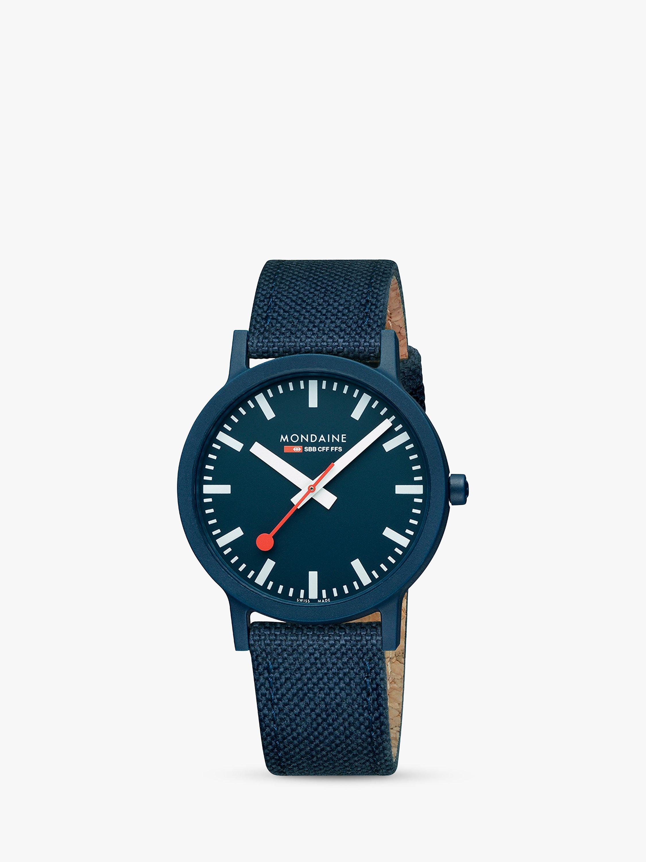 Product image 2 of 8, which shows Mondaine Unisex Essence Eco Textile Strap Watch, Blue MS1.41140.LD