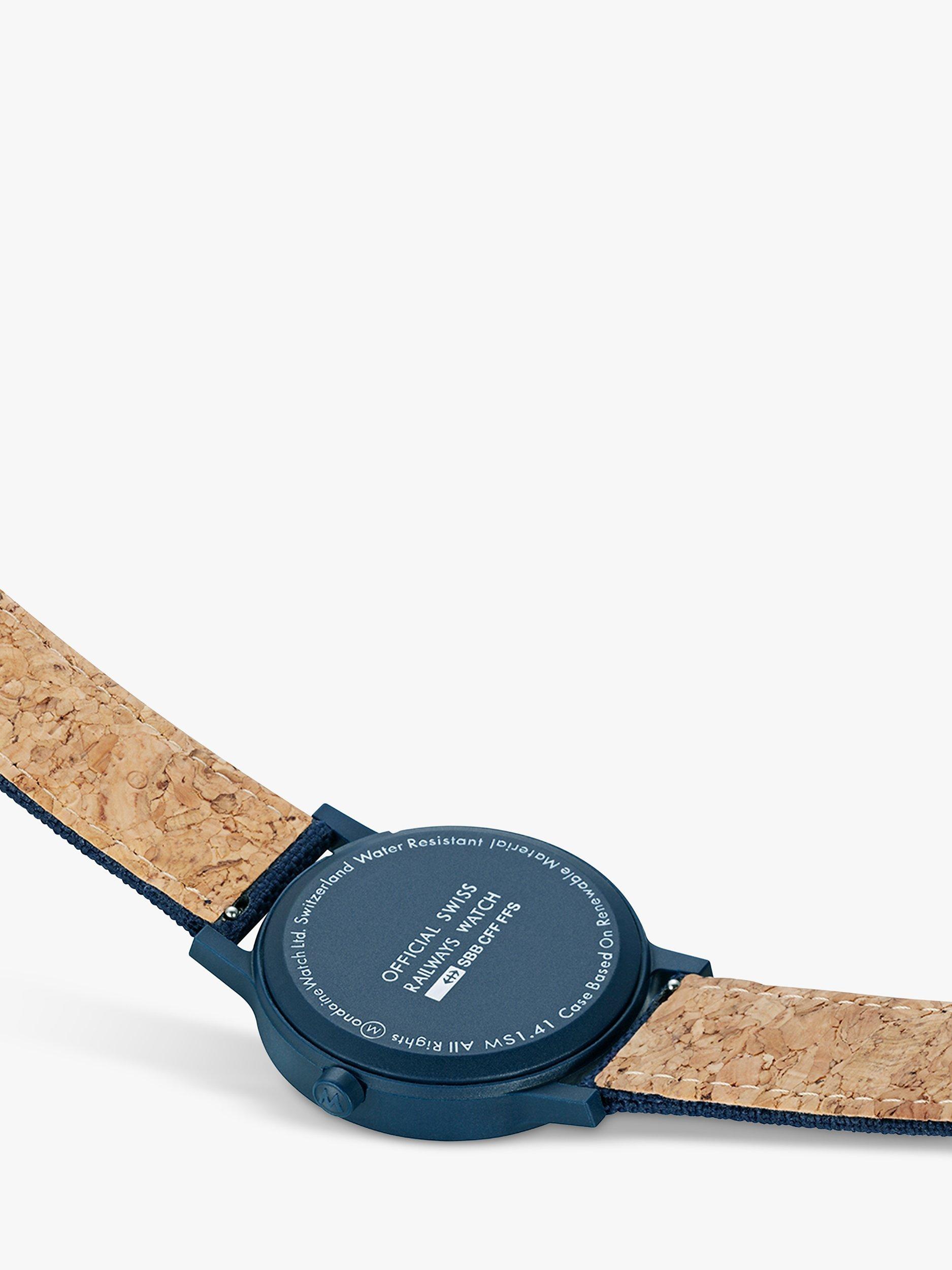 Product image 4 of 8, which shows Mondaine Unisex Essence Eco Textile Strap Watch, Blue MS1.41140.LD