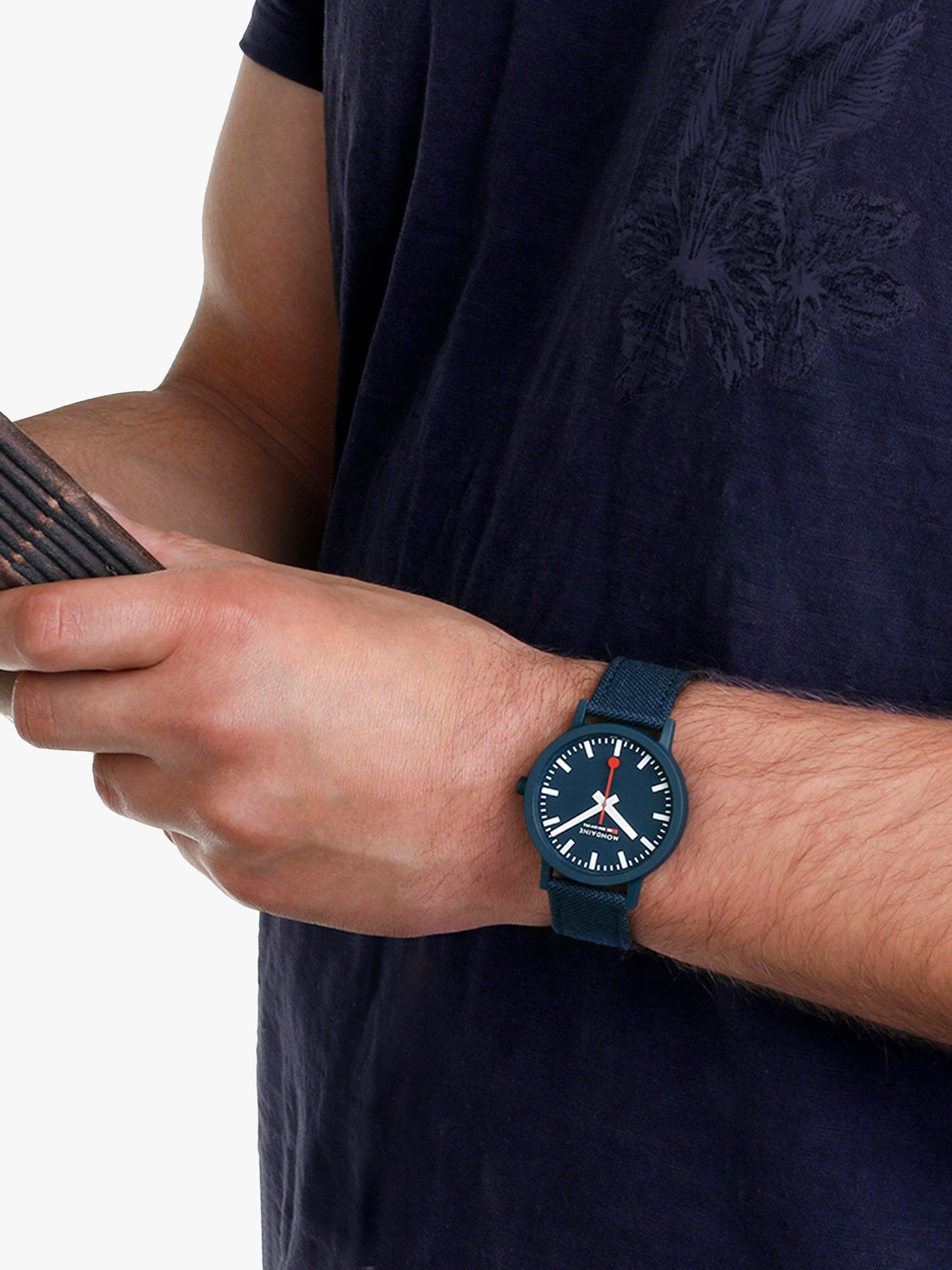 Product image 6 of 8, which shows Mondaine Unisex Essence Eco Textile Strap Watch, Blue MS1.41140.LD