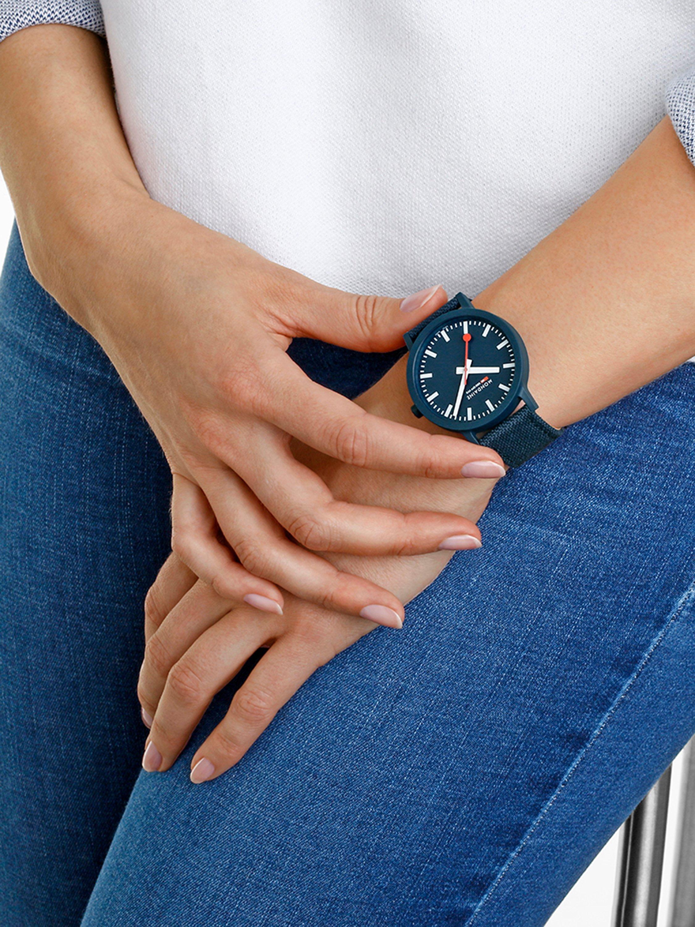 Product image 7 of 8, which shows Mondaine Unisex Essence Eco Textile Strap Watch, Blue MS1.41140.LD