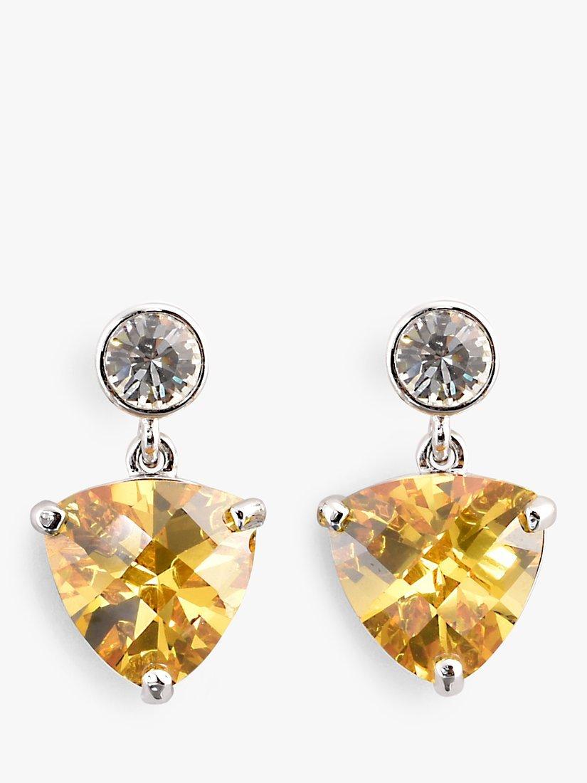 Product image 1 of 1, which shows Eclectica Pre-Loved Swarovski Crystals Triangular Drop Earrings, Silver/Yellow