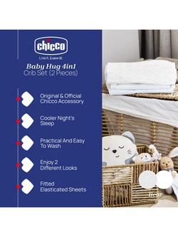 Chicco Baby Hug Crib Fitted Sheets, Pack of 2, Grey - view 2, Grey/Multi