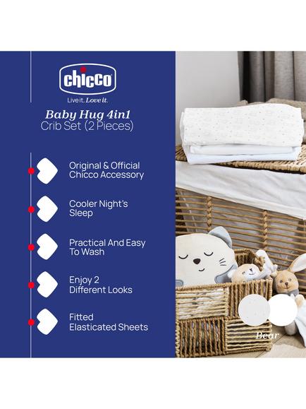 Chicco Baby Hug Crib Fitted Sheets, Pack of 2, Grey - view 2, Grey/Multi