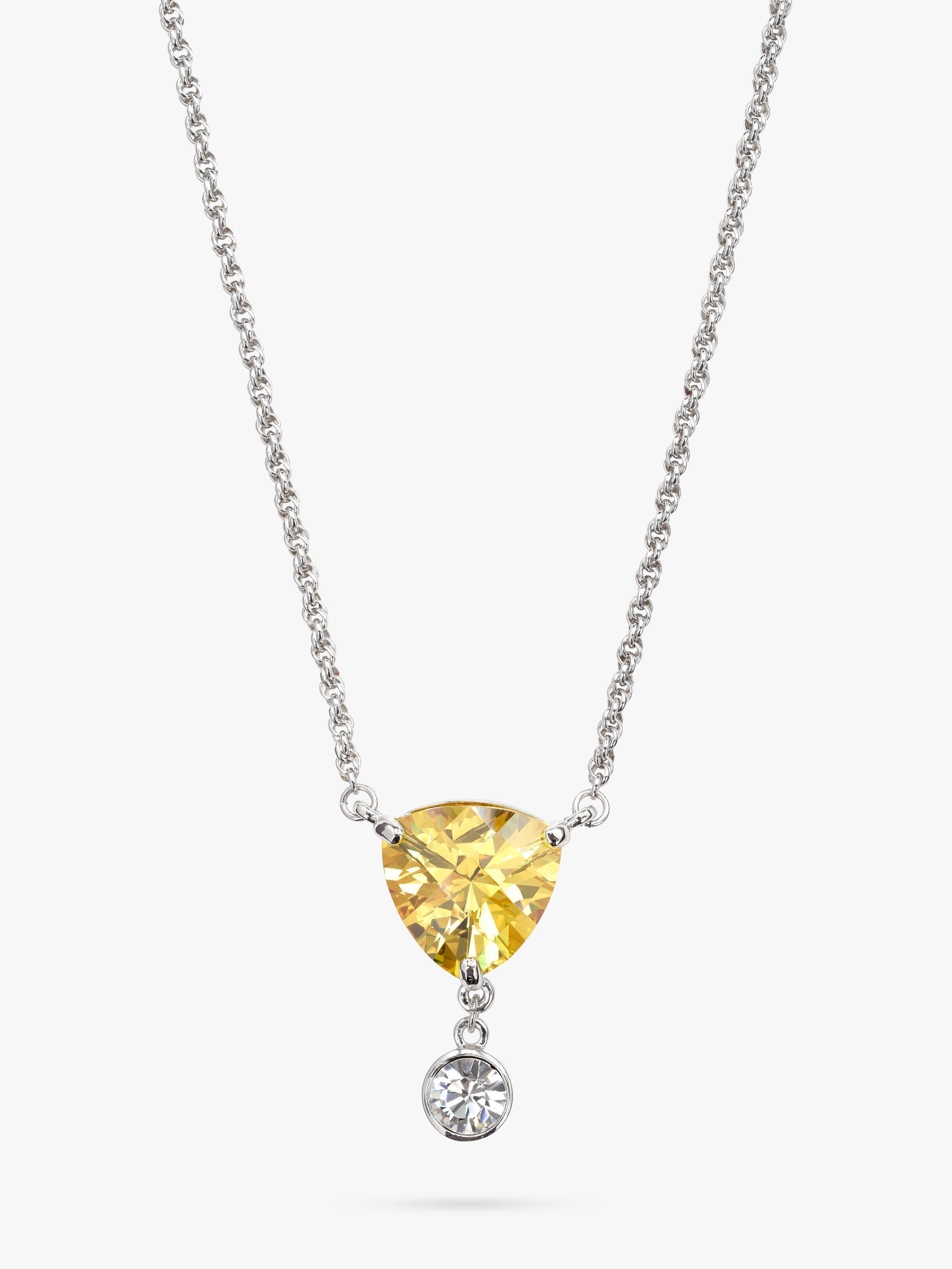 Product image 1 of 2, which shows Eclectica Pre-Loved Swarovski Crystals Drop Pendant Necklace, Silver/Yellow