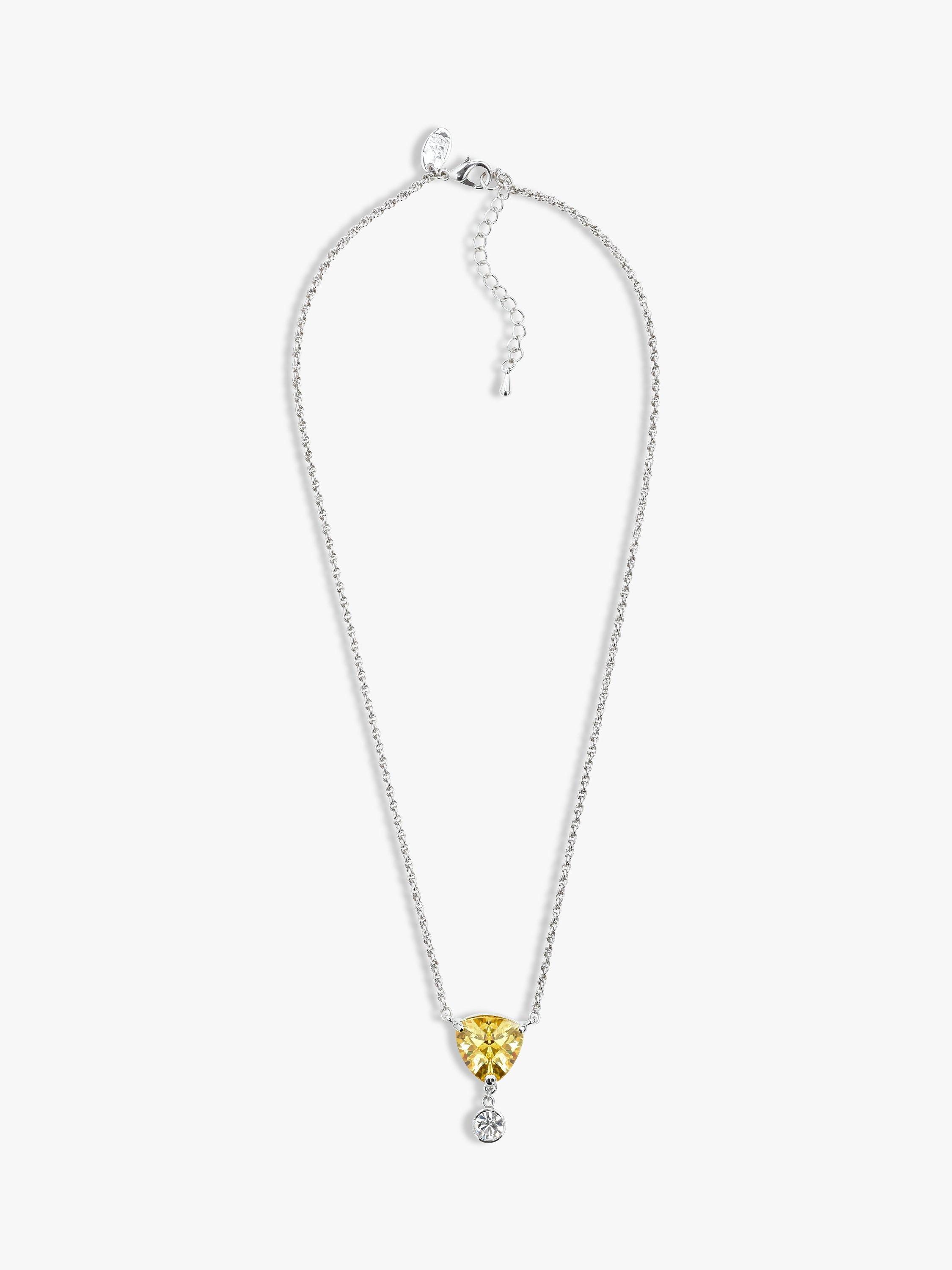 Product image 2 of 2, which shows Eclectica Pre-Loved Swarovski Crystals Drop Pendant Necklace, Silver/Yellow