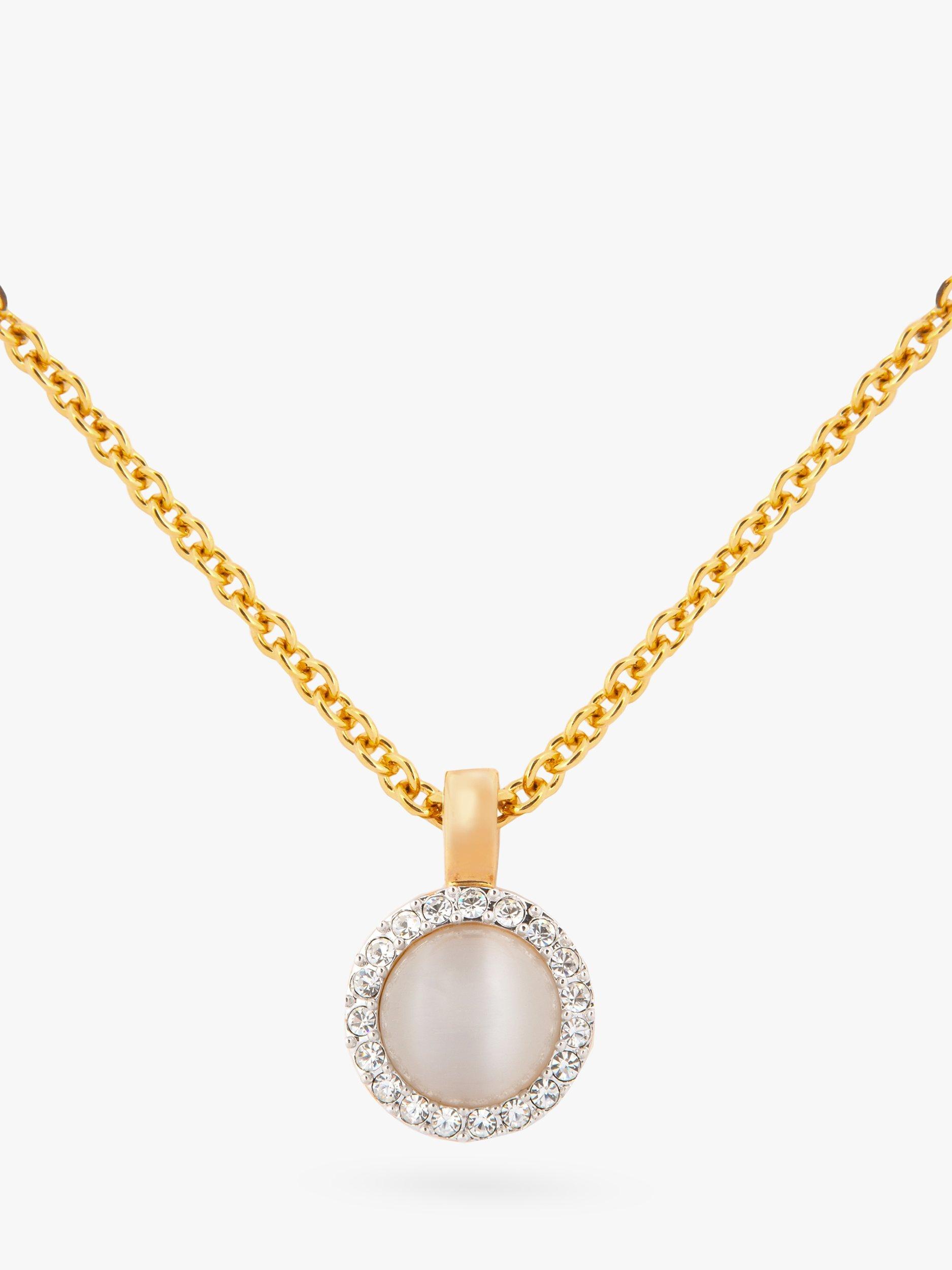 Eclectica Vintage Gold Plated Swarovski Crystals Round Pendant Necklace, Gold