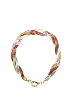 Eclectica Pre-Loved 22ct Triple Gold Plated Twisted Bracelet,Gold/Multi, Triple Gold