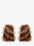 Eclectica Pre-Loved Gold Plated Swirl Enamel Geometric Clip-On Stud Earrings, Dated Circa 1980s