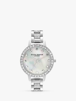 Olivia Burton Women's Treasure Crystal Bracelet Strap Watch, Silver OB16MOP25, Silver