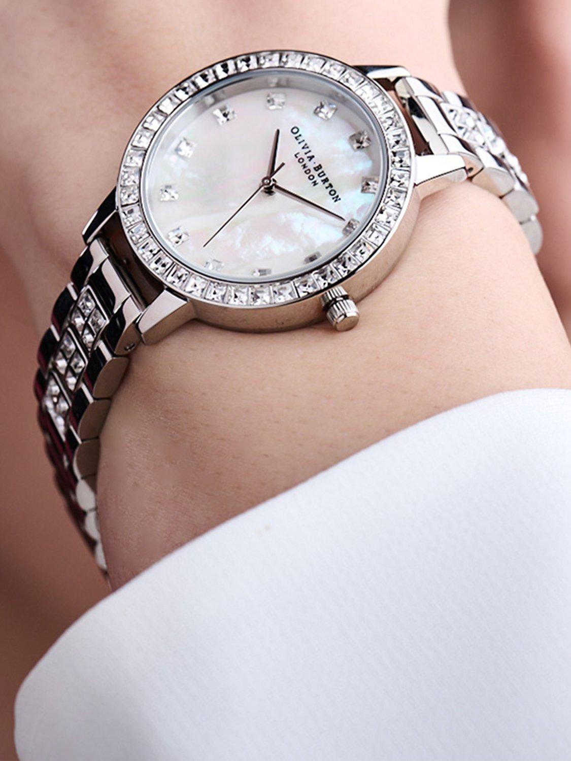 Product image 3 of 4, which shows Olivia Burton Women's Treasure Crystal Bracelet Strap Watch, Silver OB16MOP25
