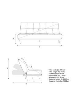 John Lewis Linear Medium 2 Seater Sofa Bed, Brass Leg - view 2, Plush Velvet Teal