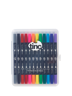 Tinc Duo Tipped Fineliner & Felt Tip Pens, Set of 12, Multi