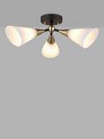 John Lewis Datura 3 Light Semi-Flush Ceiling Light, Brass