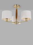 John Lewis Spindle 3 Arm Semi Flush Ceiling Light, Walnut Stained Ash