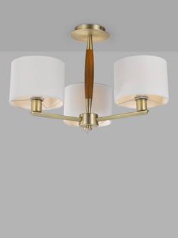 John Lewis Spindle 3 Arm Semi Flush Ceiling Light, Walnut Stained Ash, Walnut Stained Ash