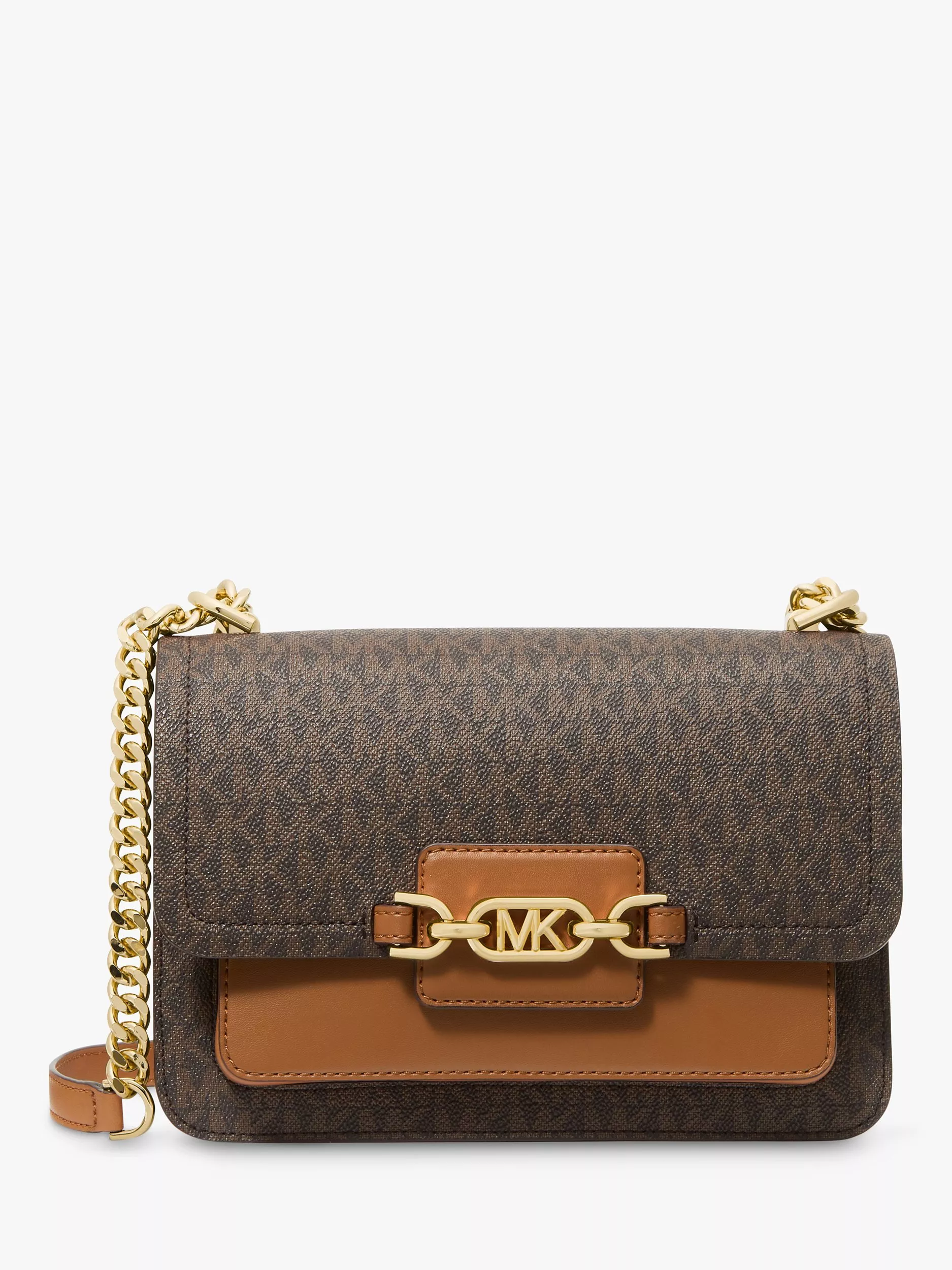 MICHAEL Michael Kors Heather Large Signature Cross Body Bag Brown Acorn