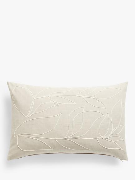John Lewis Linear Leaf Cushion, Putty, Putty