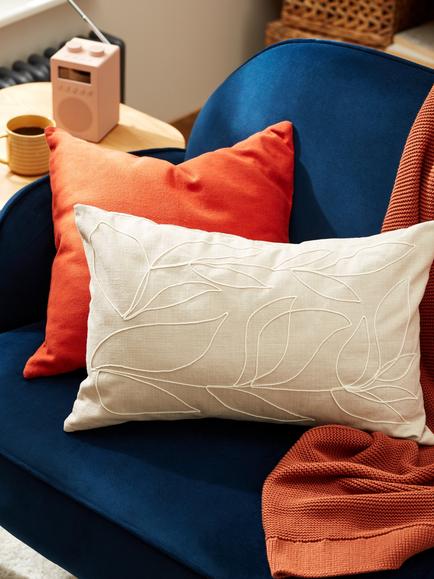John Lewis Linear Leaf Cushion, Putty - view 2, Putty