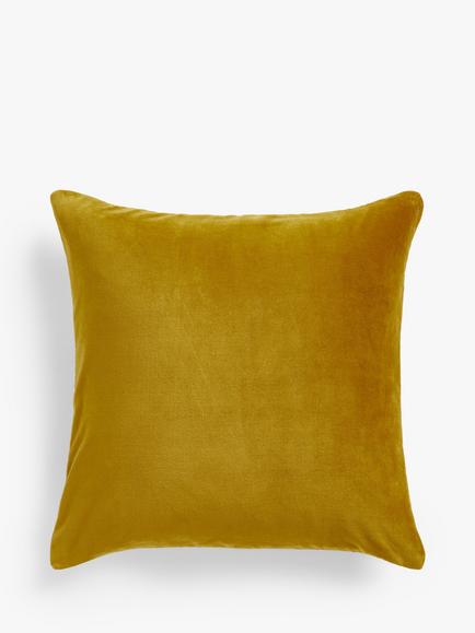 John Lewis Cotton Velvet Cushion, Ochre