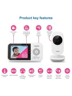 VTech VM819 2.8inch Digital Video Baby Monitor with Adjustable Camera - view 2, White