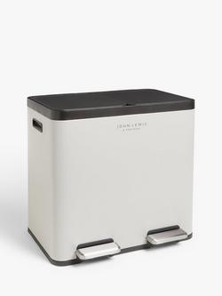 John Lewis 2 Section Recycling Bin, with Handles, 40L, Grey