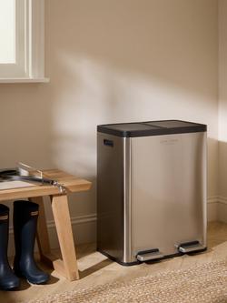 John Lewis 2 Section Recycling Bin with Handles, 60L - view 2, Stainless Steel
