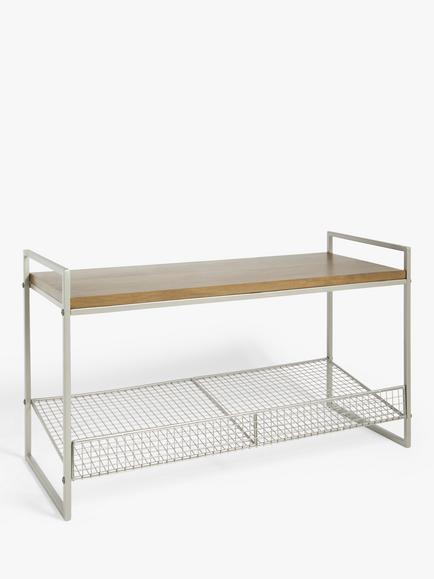 John Lewis Restoration Shoe Rack Bench, Grey