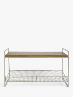 John Lewis Restoration Shoe Rack Bench - view 2, Grey