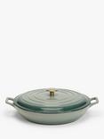 John Lewis Cast Iron Shallow Casserole, 31cm, Ombre Green