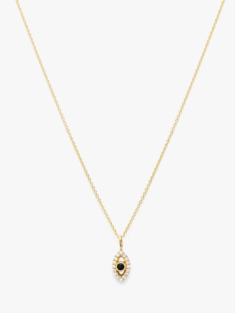 Product image 1 of 2, which shows Leah Alexandra Sapphire Evil Eye Pendant Necklace, Gold