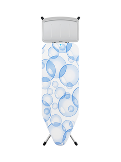 Brabantia Ironing Board C, 124 x 45cm, Solid Steam Unit Holder - Perfect Flow Bubbles, Spring Bubbles