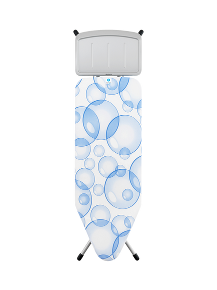 Brabantia Ironing Board C, 124 x 45cm, Solid Steam Unit Holder - Perfect Flow Bubbles, Spring Bubbles