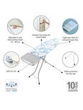 Brabantia Ironing Board C, 124 x 45cm, Solid Steam Unit Holder - Perfect Flow Bubbles
