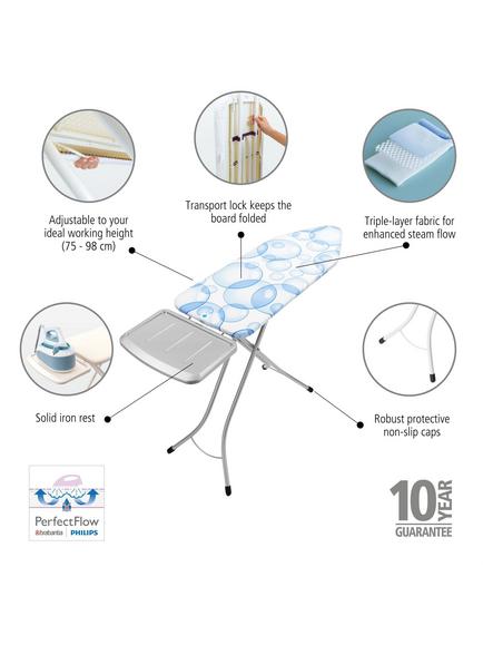Brabantia Ironing Board C, 124 x 45cm, Solid Steam Unit Holder - Perfect Flow Bubbles - view 2, Spring Bubbles