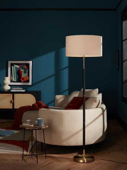 John Lewis Hamilton Drum Shade Floor Lamp, Black - view 2, Black