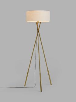 John Lewis Crossmark Tripod Floor Lamp, Metallic Brass