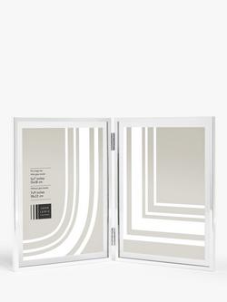 John Lewis Vertical Folding Double Photo Frame & Glass Border, 5 x 7" (13 x 18cm), Silver Plated, Silver Plated