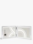 John Lewis Horizontal Folding Double Photo Frame & Glass Border, 4 x 6" (10 x 15cm), Silver Plated