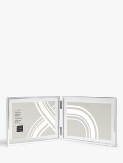 John Lewis Horizontal Folding Double Photo Frame & Glass Border, 4 x 6" (10 x 15cm), Silver Plated, Silver Plated