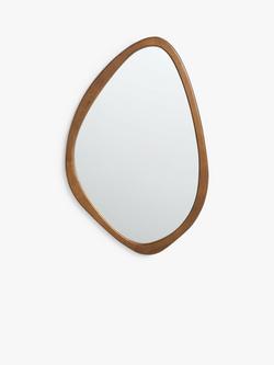 John Lewis Mid Century Oval Wood Wall Mirror, 71 x 47cm, Walnut, Natural