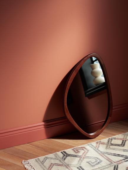 John Lewis Mid Century Oval Wood Wall Mirror, 71 x 47cm, Walnut - view 2, Natural