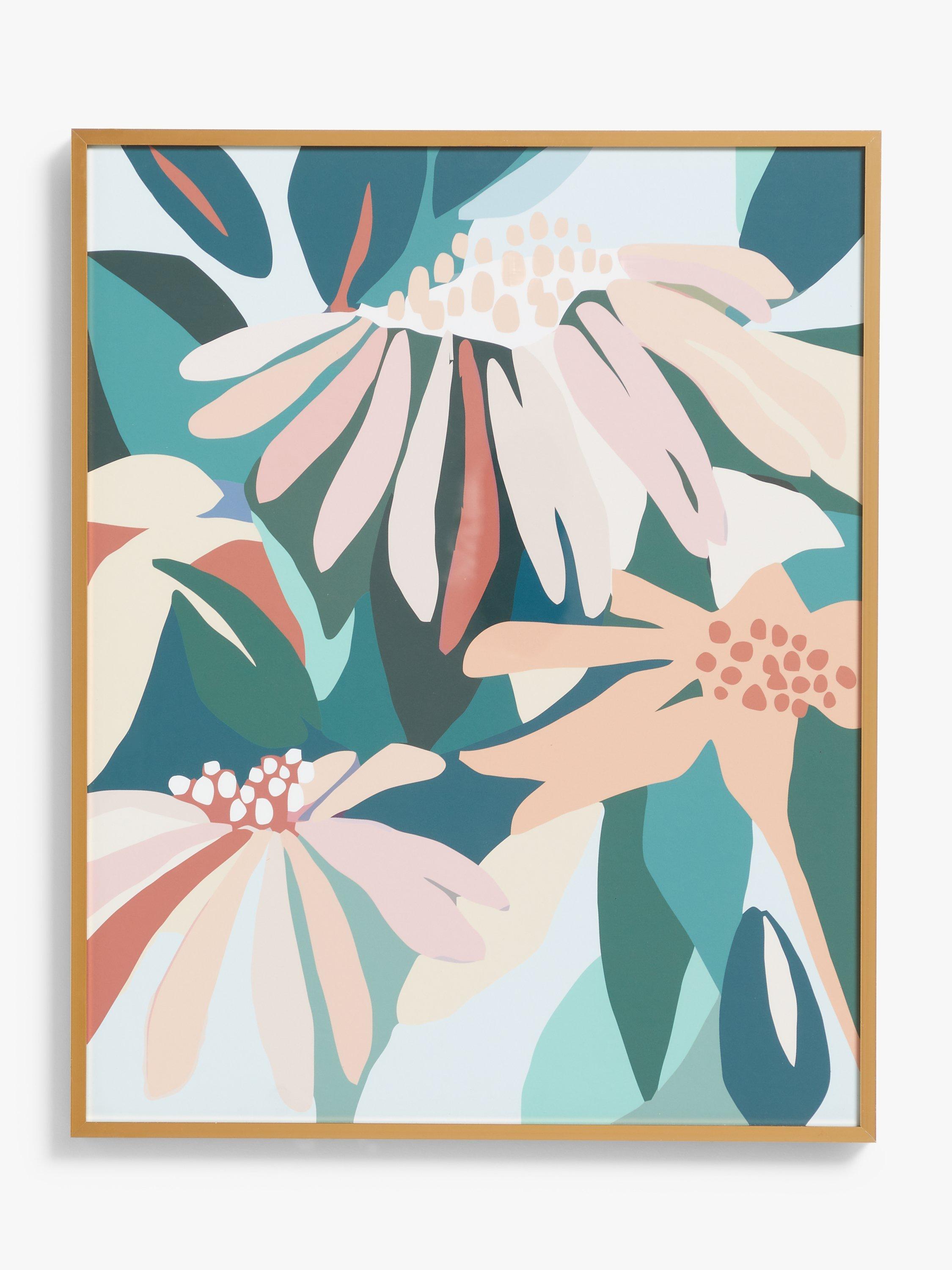 John Lewis ANYDAY Tropical Flowers Framed Print, 51 x 41cm, Green/Multi