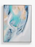 John Lewis Hand Painted Abstract Marbled Framed Canvas, 90 x 120cm, Blue/Gold