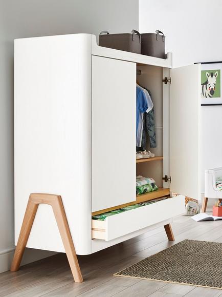 Gaia Baby Hera Wardrobe, Scandi White/Natural - view 2, Scandi White/Natural