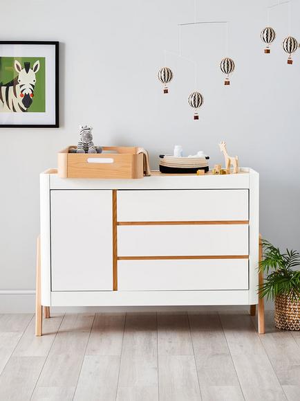 Gaia Baby Hera Dresser, Scandi White/Natural, Scandi White/Natural
