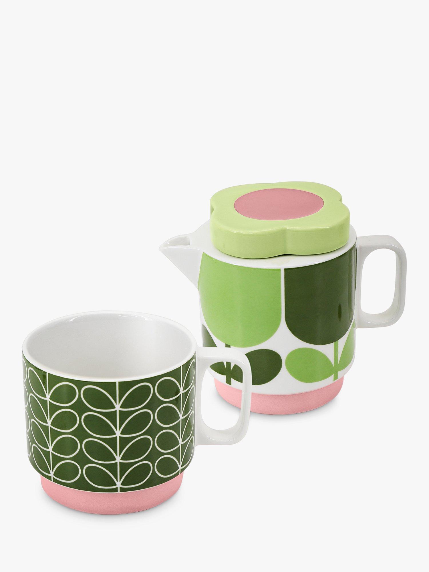 Orla Kiely Atomic Flower Tea-For-One Stackable Teapot Set, 450ml, Green/Multi